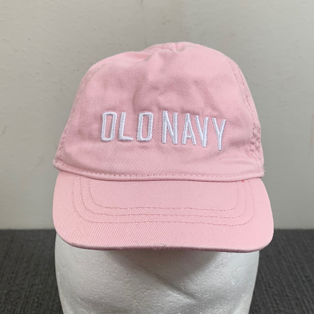 Old Navy Baseball Hat Girls Toddler Size XS Pink White Elastic Strap Cap